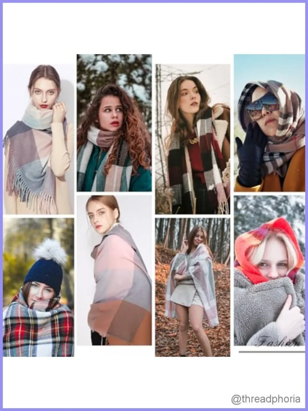 Women's Plaid Tassel Scarf Shawl Wrap Cashmere Feel Lightweight Warm Winter